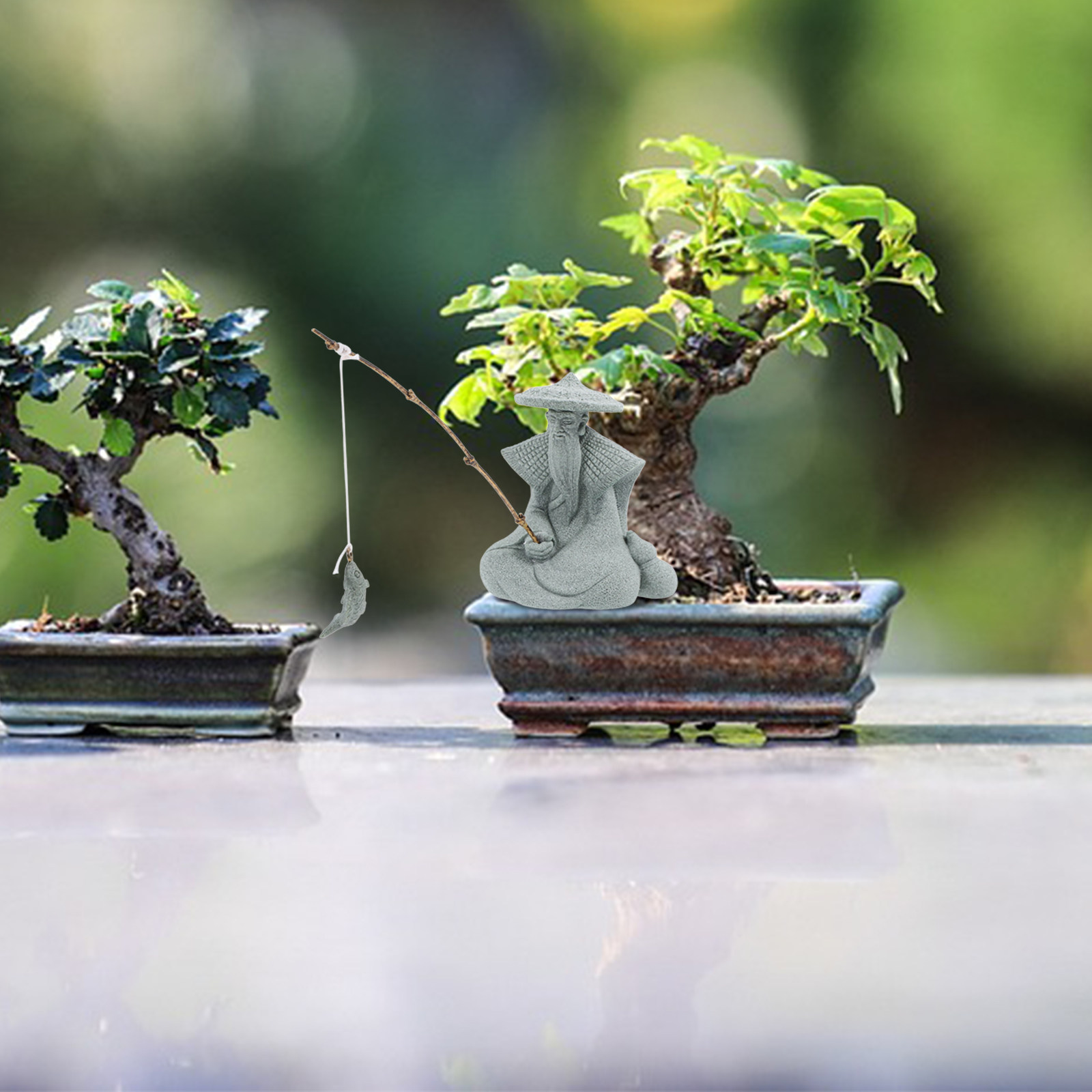 Small Resin Fisherman Statue J - огляд і ціна Bonsai Garden Decor